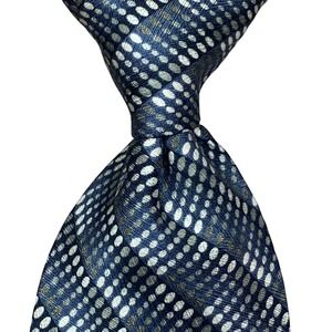 Stefano Conti Mens Italian‎ Silk Tie Blue Gold Geometric Dotted Stripe Canada